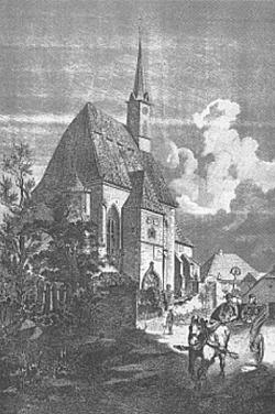 Kostel sv. Jilj, karton od V. Brechlera