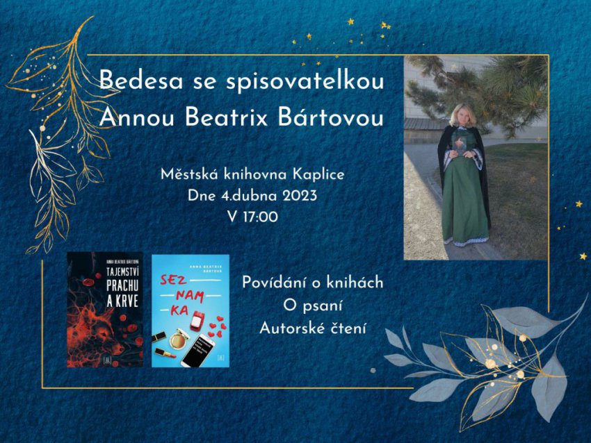Beseda se spisovatelkou Annou Beatrix Bártovou