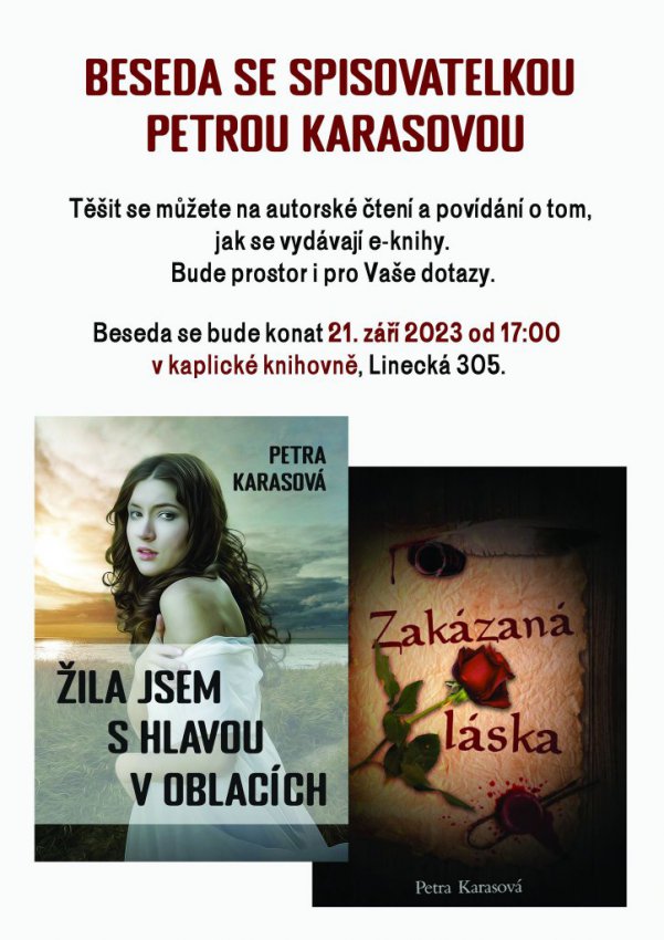 Beseda se spisovatelkou Petrou Karasovou.