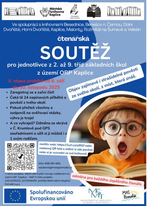 Čtenářská soutěž pro jednotlivce z 2.a 9. tříd základních škol
