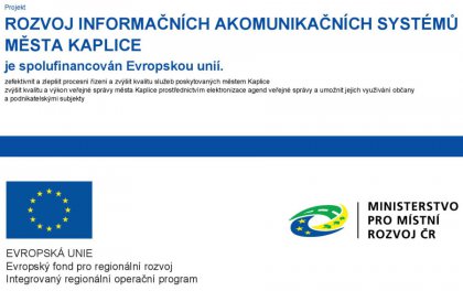 Projekt EU - Rozvoj informačních a komunikačních systémů města Kaplice